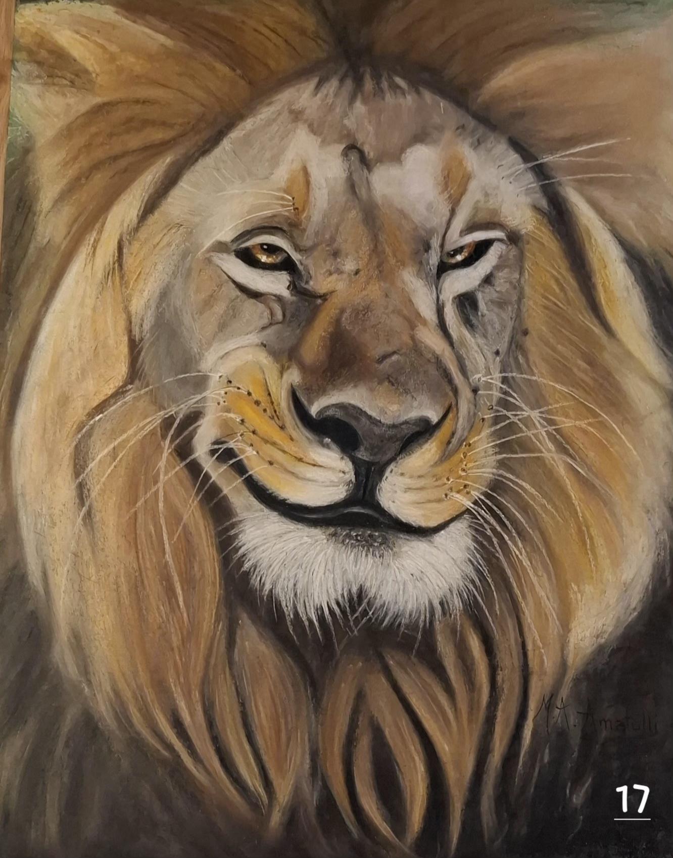 Lion amoureux - Pastel sec 47x62 par Marie-Ange Amatulli